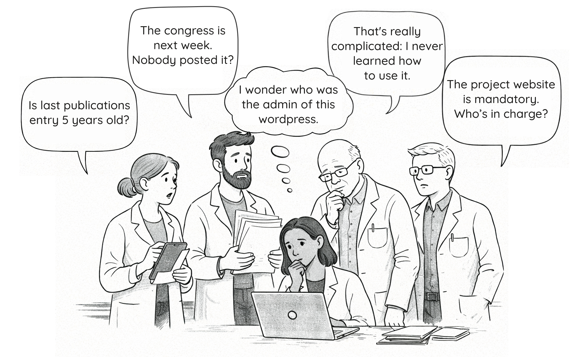 Researchers wondering why the project website is still out of date and who is responsible for publishing